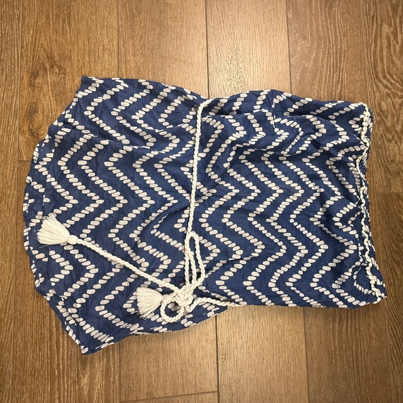 Mud Pie Women's Allison Strapless Navy Blue Chevron Swim Cover-Up NWT L (12-14) - Picture 2 of 10